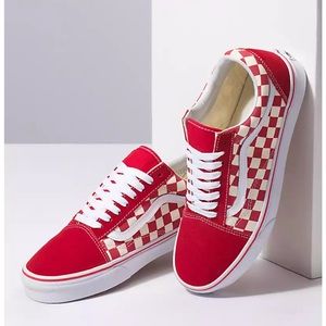 Vans Primary Check Red Old Skool Shoe